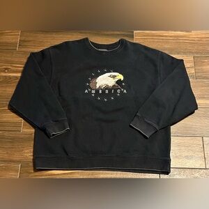 Croft & Barrow Embroidered Eagle Vintage Faded Sweater Size Large
